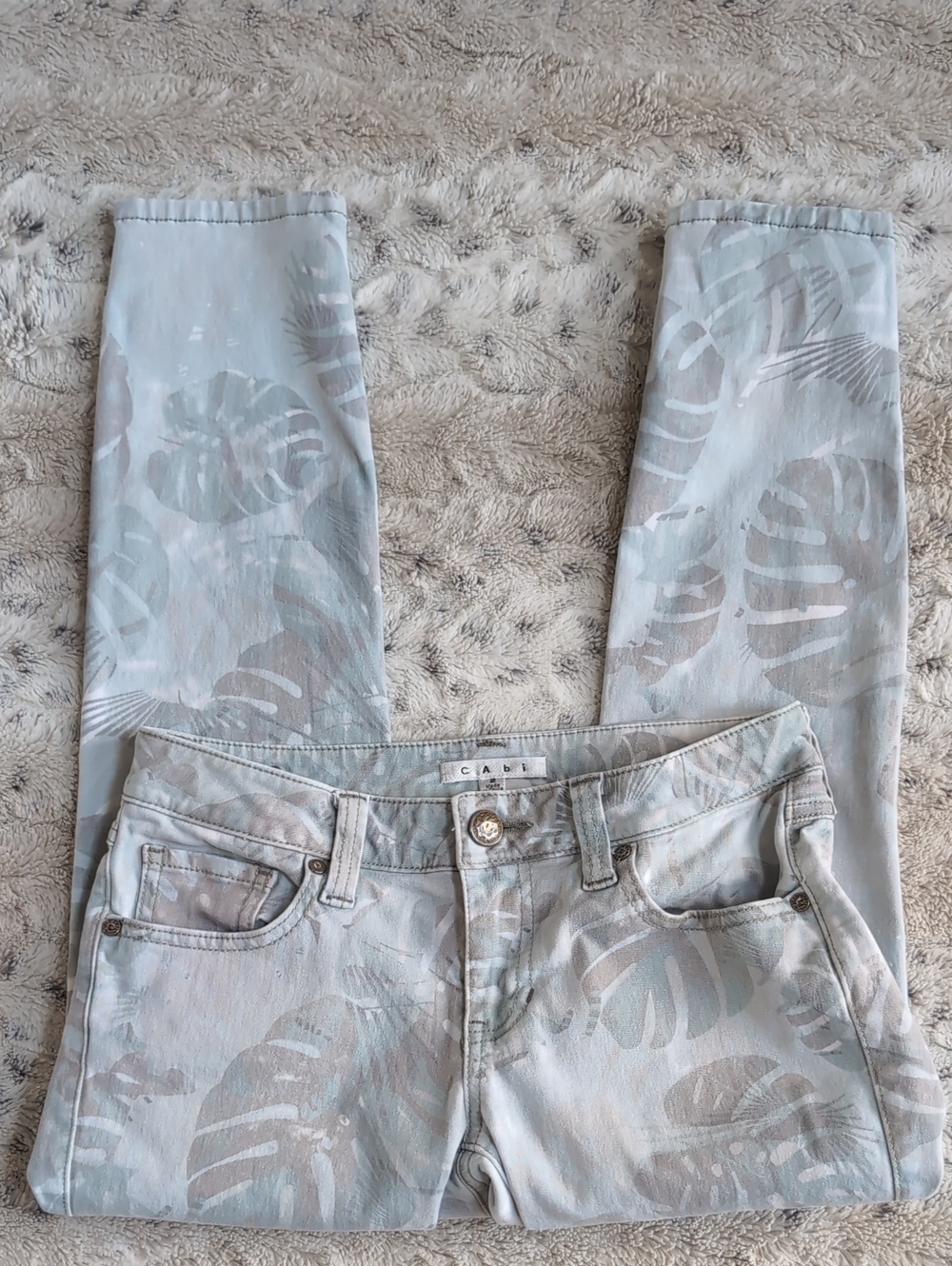 CAbi Paradise Palm Cropped Skinny Jeans